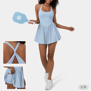 NWT Halara Breezeful Square Neck Corset Mini Active Wear Dress XS Blue